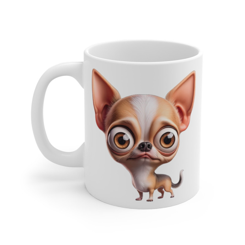 Tasse Chien Chihuahua Mignon – Mug Cartoon Chiot Rigolo Grandes Oreilles Cadeau 325ml