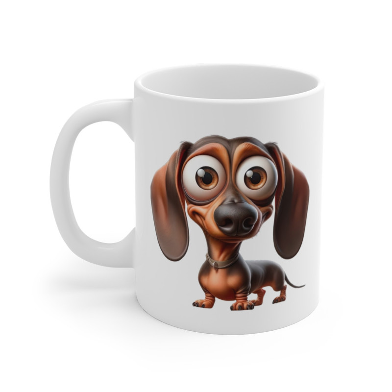 Tasse Chien Teckel Mignon – Mug Cartoon Dachshund Chiot Rigolo Corps Long 325ml