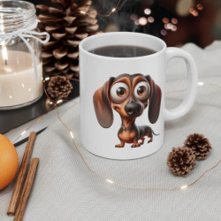 Tasse Chien Teckel Mignon – Mug Cartoon Dachshund Chiot Rigolo Corps Long 325ml