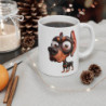 Tasse Chien Dobermann Mignon – Mug Cartoon Race Noire et Feu Oreilles Dressées 325ml