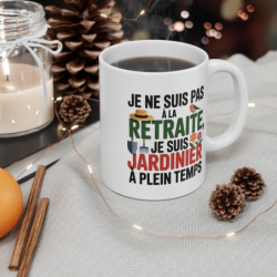 Mug Jardinier Retraité – “Je suis Jardinier à Plein Temps” – Humour Vert & Nature – Tasse Céramique 325ml