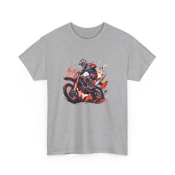 T-shirt Motocross Homme – Pilote Moto Saut Enduro – Tee-Shirt Sport Extrême Blanc Gris Unisexe