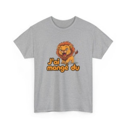 T-shirt Drôle Adulte – "J’ai Mangé du Lion" – Tee-Shirt Féroce Lion Cartoon Blanc Gris Noir Unisexe S à 3XL