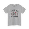 T-shirt Cyclisme – "J’Peux Pas J’Ai Vélo" – Tee-Shirt Humour Sport Vélo Route Blanc Gris Unisexe S à 3XL
