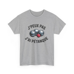 T-shirt Drôle Pétanque – "J’Peux Pas J’Ai Pétanque" – Tee-Shirt Boules Métalliques Blanc Gris Loisirs Unisexe S à 3XL