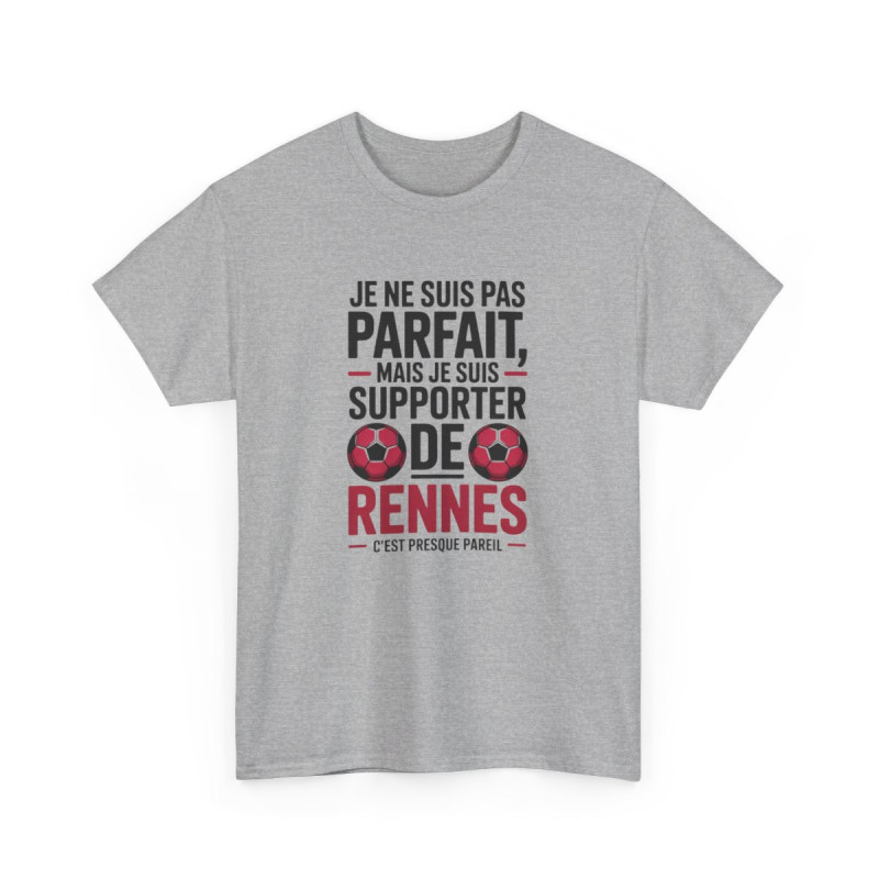 T-shirt Rennes Football – "Je Suis Supporter de Rennes" – Tee-Shirt Blanc Gris Stade Rennais Humour Rouge Noir Adulte S à 3XL