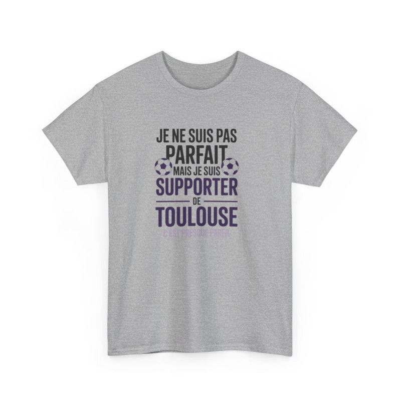 T-shirt Football Toulouse – "Je Suis Supporter TFC" – Tee-Shirt Blanc Gris Violet Humour Ligue 1 Adulte S à 3XL