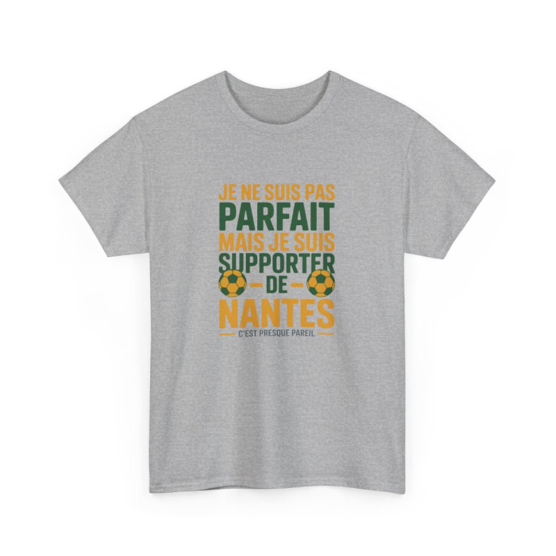 T-shirt Supporter FC Nantes – "Je Suis Supporter de Nantes" – Tee-Shirt Blanc Gris Humour Football Ligue 1 Jaune Vert S à 3XL