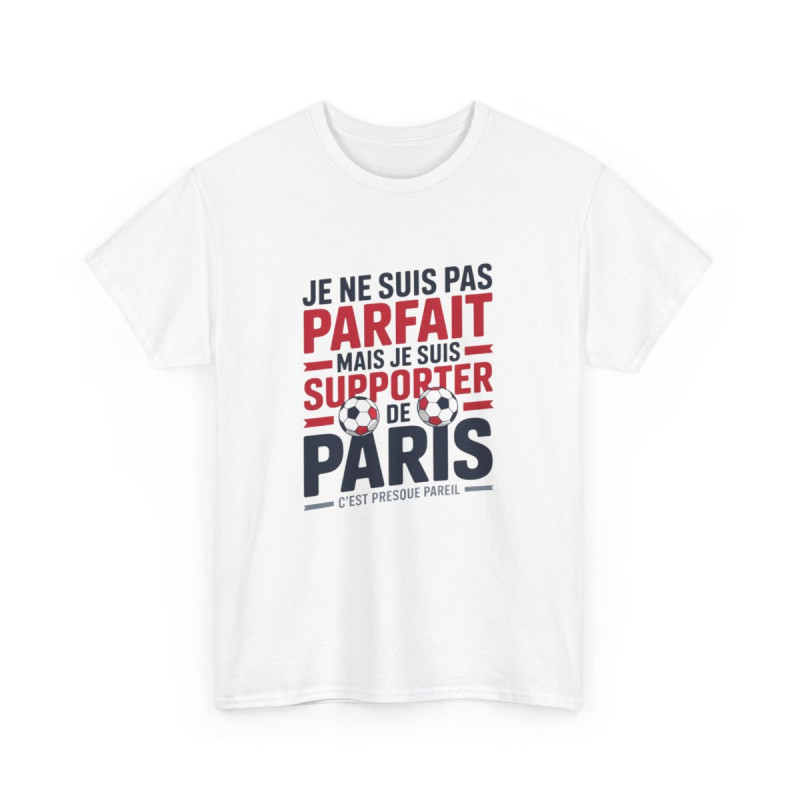 T-shirt Supporter PSG – "Je Suis Supporter de Paris" – Tee-Shirt Football Rouge Bleu Blanc Gris Adulte Ligue 1