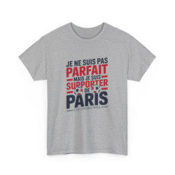 T-shirt Supporter PSG – "Je Suis Supporter de Paris" – Tee-Shirt Football Rouge Bleu Blanc Gris Adulte Ligue 1