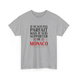 T-shirt AS Monaco Supporter Je Suis Monégasque  Tee-Shirt Football Rouge Blanc Gris Homme Adulte