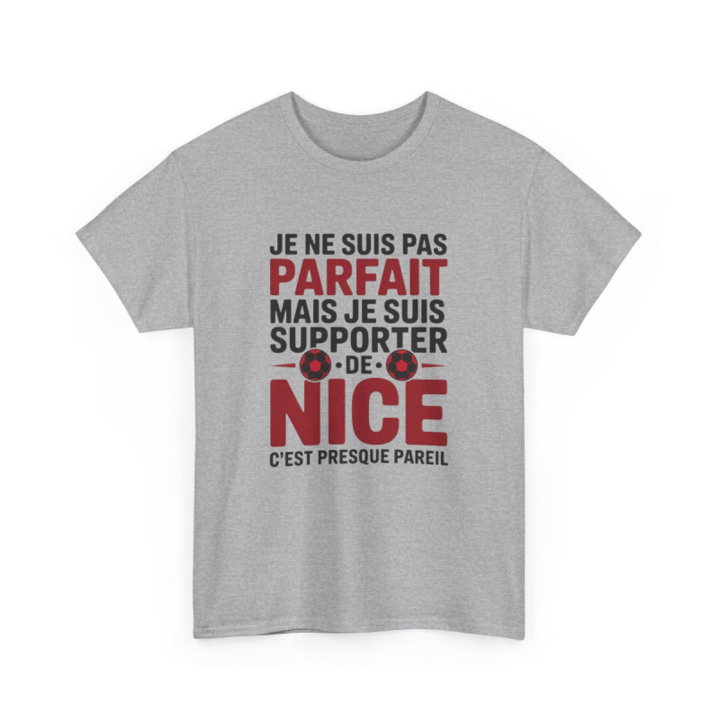 T-shirt OGC Nice Je Ne Suis Pas Parfait Mais Je Suis Supporter Tee-Shirt Humour Football Homme