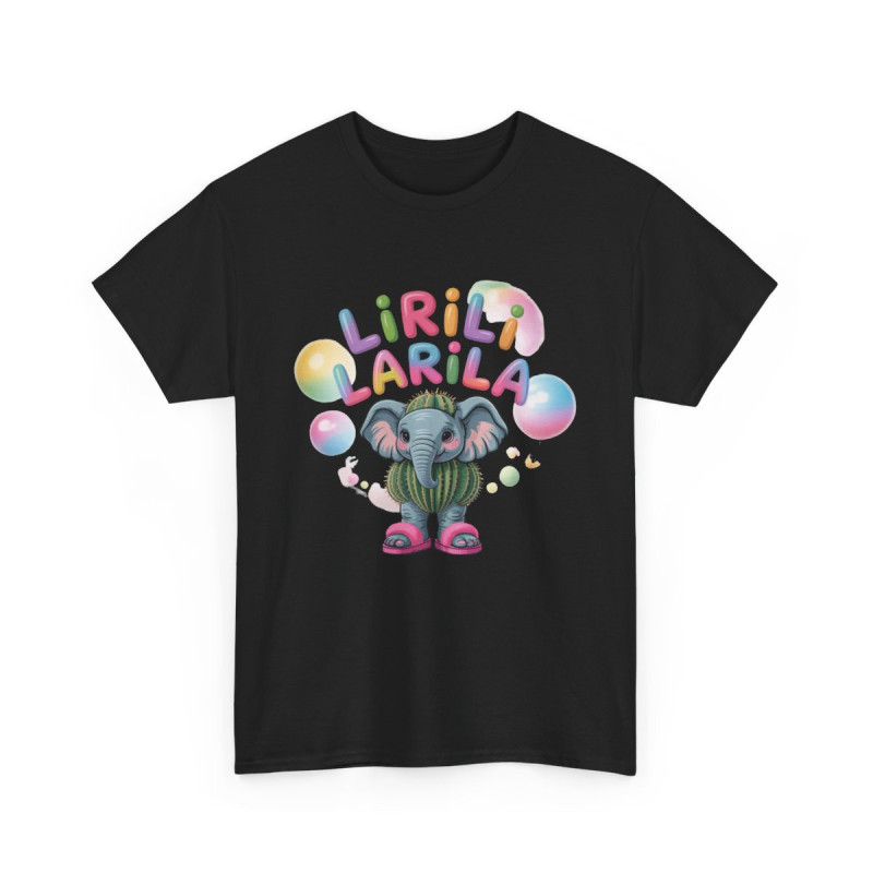T-shirt Lirili Larila Éléphant Cactus – Tee Shirt Mignon Kawaii Humour Blanc Noir Gris – Unisexe S à 3XL