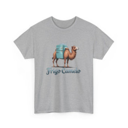 T-shirt Frigo Camelo – Tee Shirt Chameau Humour Absurde Blanc Gris – Design Désert Glacé S à 3XL