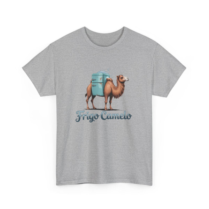 T-shirt Frigo Camelo – Tee Shirt Chameau Humour Absurde Blanc Gris – Design Désert Glacé S à 3XL