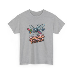 T-shirt Zanzara Pistola – Tee Shirt Moustique Drôle Cartoon Blanc Gris – Design Fun Absurde S à 3XL