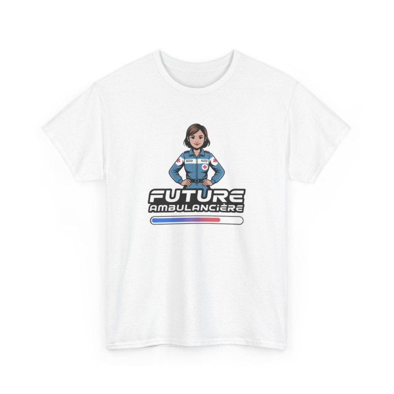 T-shirt Future Ambulancière Femme – Tee Shirt Blanc Gris Métier Urgence Médicale – Design Croix Rouge Stylisé S à 3XL