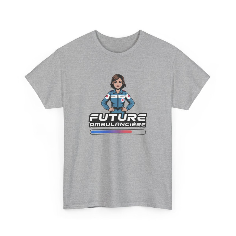 T-shirt Future Ambulancière Femme – Tee Shirt Blanc Gris Métier Urgence Médicale – Design Croix Rouge Stylisé S à 3XL