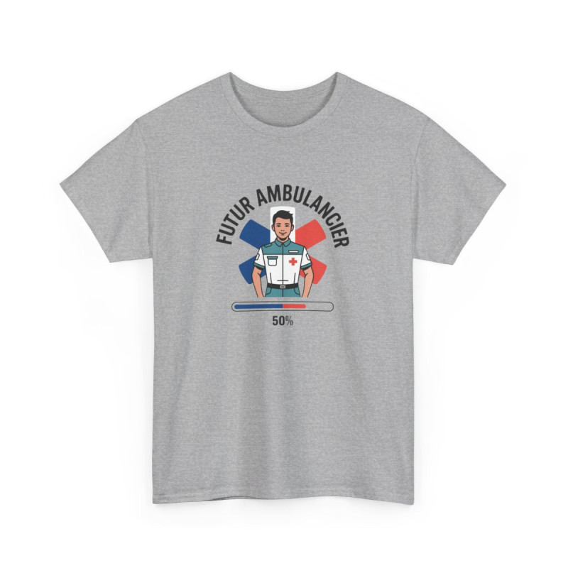 T-shirt Futur Ambulancier Homme – Tee Shirt Métier Secours Croix Rouge Blanc Gris – Design Formation Médicale S à 3XL