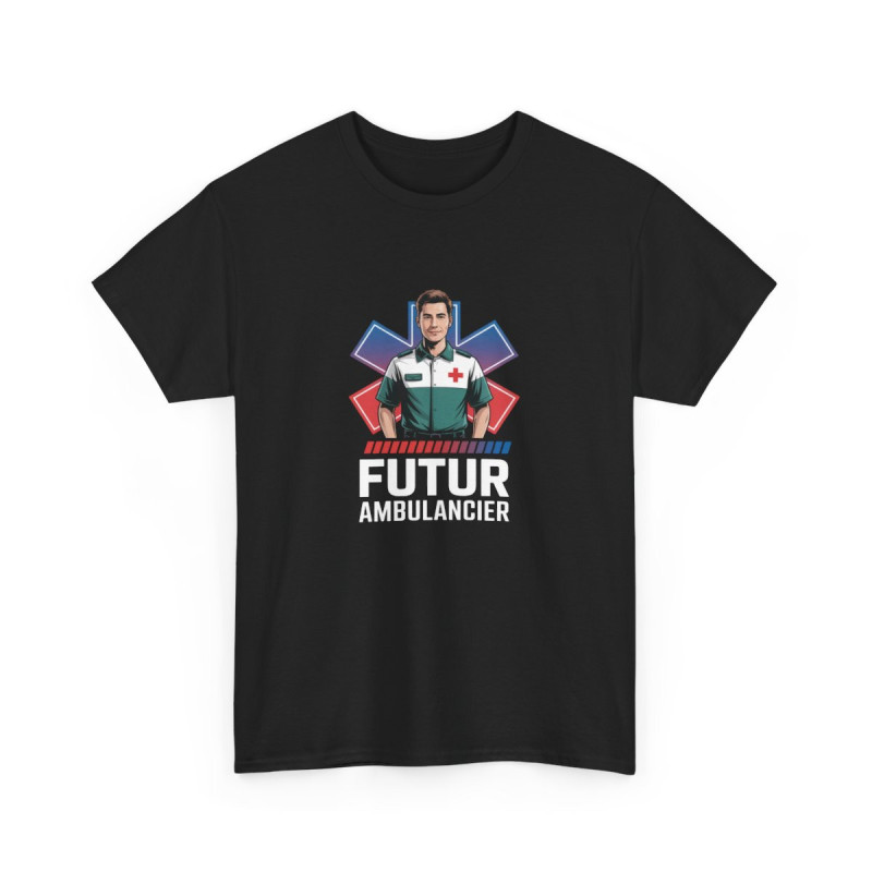 T-shirt Futur Ambulancier Homme – Tee Shirt Noir Métier Urgence Médicale – Croix Rouge Secours S à 3XL