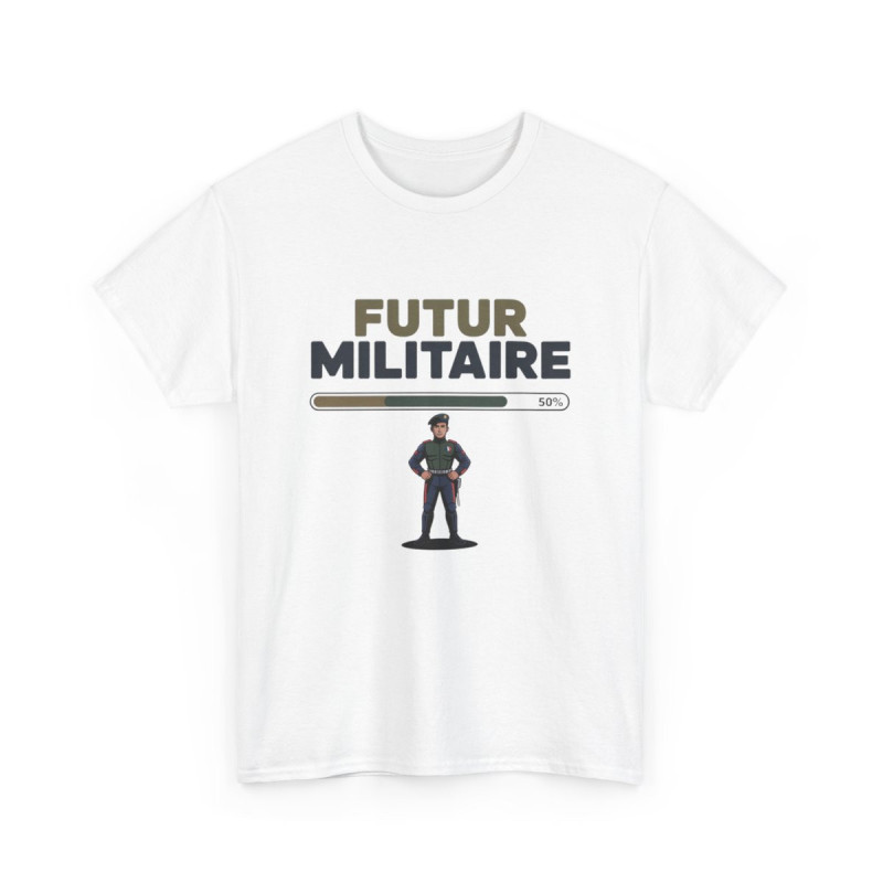 T-shirt Futur Militaire Homme – Tee Shirt Blanc Gris Vocation Armée Française – Design Uniforme Patriote S à 3XL