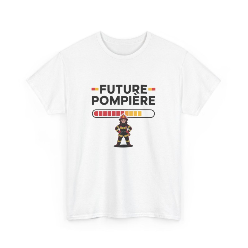 T-shirt Future Pompière Femme – Tee Shirt Blanc Gris Métier Sapeur-Pompier – Design Fille Courage Secours S à 3XL