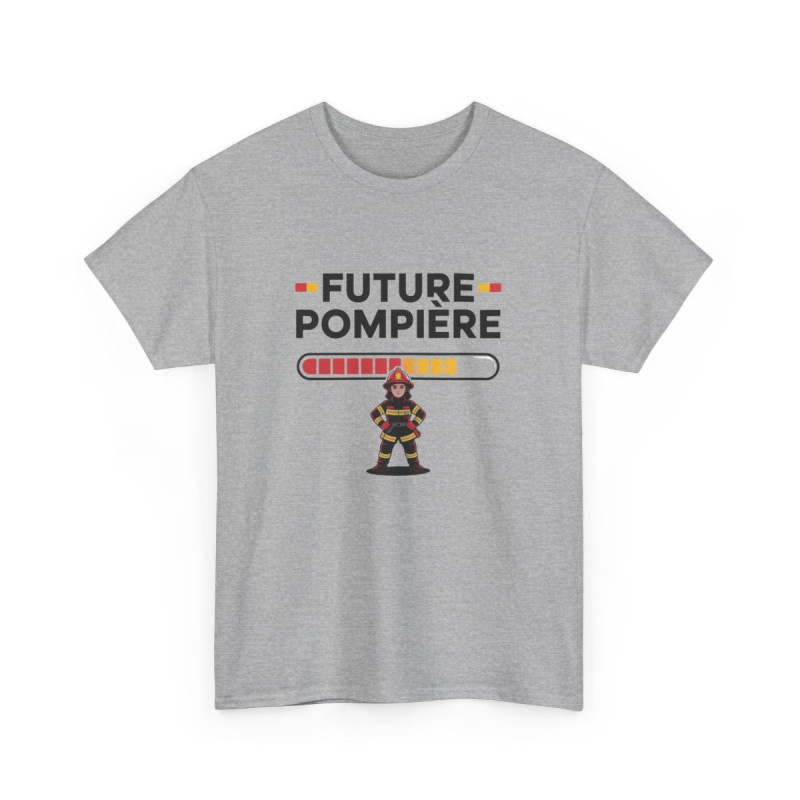 T-shirt Future Pompière Femme – Tee Shirt Blanc Gris Métier Sapeur-Pompier – Design Fille Courage Secours S à 3XL