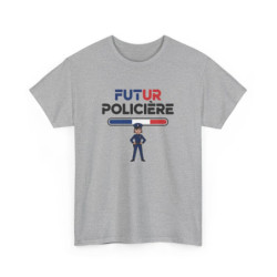T-shirt Future Policière Femme – Tee Shirt Blanc Gris Métier Police Nationale – Design Tricolore S à 3XL