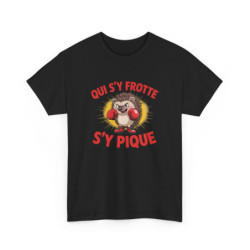 T-shirt Hérisson Boxeur Drôle – Qui S’y Frotte S’y Pique – Tee Shirt Humour Animal Combat