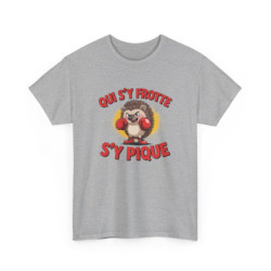 T-shirt Hérisson Boxeur Drôle – Qui S’y Frotte S’y Pique – Tee Shirt Humour Animal Combat