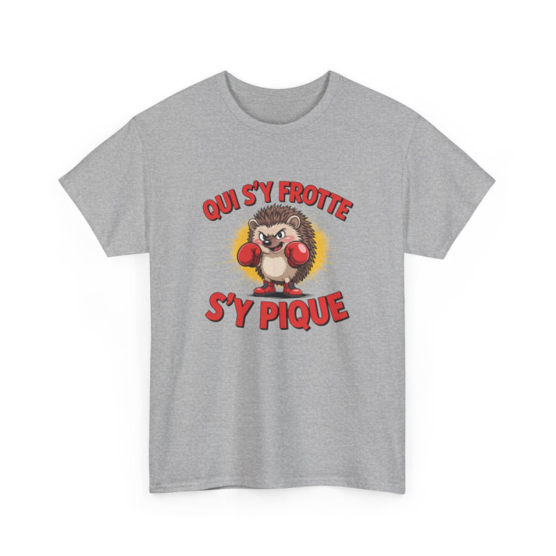 T-shirt Hérisson Boxeur Drôle – Qui S’y Frotte S’y Pique – Tee Shirt Humour Animal Combat