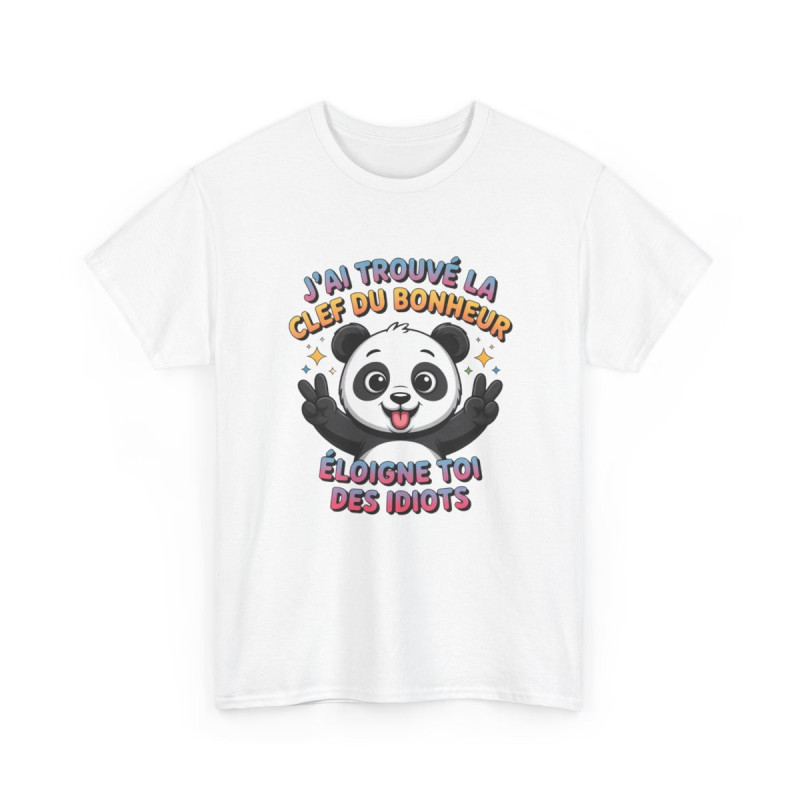 Tee Shirt Humour Panda – T-shirt Message Drôle "Éloigne-toi des Idiots" – Cadeau Mignon