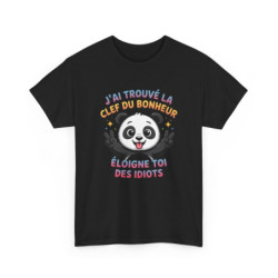 Tee Shirt Humour Panda – T-shirt Message Drôle "Éloigne-toi des Idiots" – Cadeau Mignon