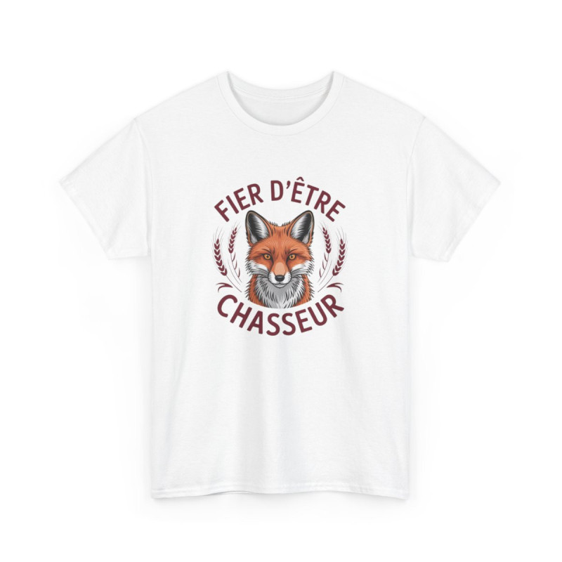 T-shirt Fier d’Être Chasseur – Visuel Renard Sauvage – Style Nature et Rural – Adulte