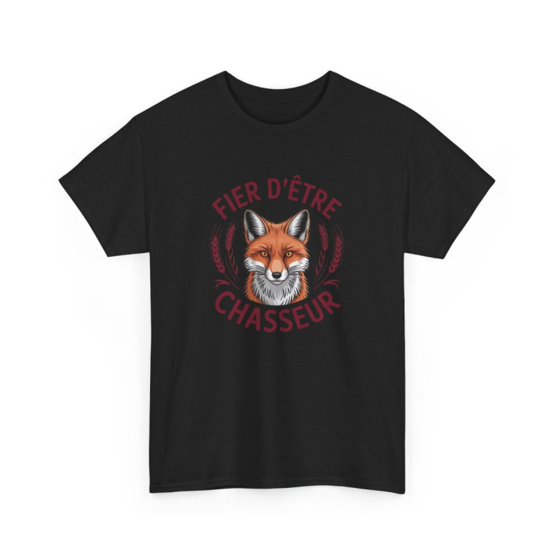 T-shirt Fier d’Être Chasseur – Visuel Renard Sauvage – Style Nature et Rural – Adulte