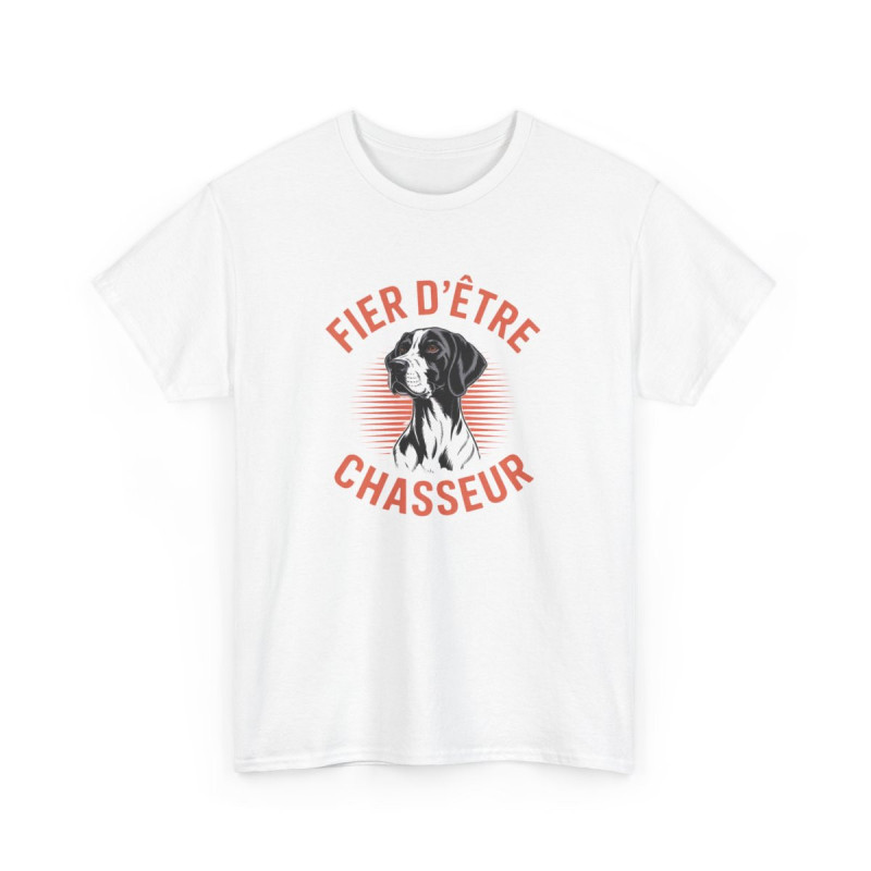 Tee-Shirt Chasseur Chien de Chasse – T-shirt Fier d’Être Chasseur – Pointer Braque Illustration