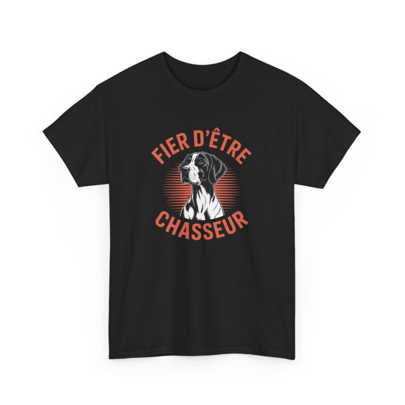 Tee-Shirt Chasseur Chien de Chasse – T-shirt Fier d’Être Chasseur – Pointer Braque Illustration