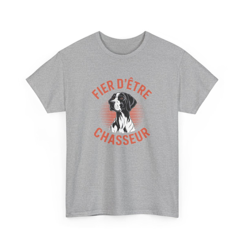 Tee-Shirt Chasseur Chien de Chasse – T-shirt Fier d’Être Chasseur – Pointer Braque Illustration