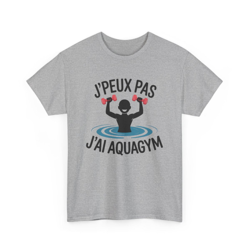 Tee-Shirt J’Peux Pas J’Ai Aquagym – T-shirt Blanc ou Gris Sport – Humour Fitness Aquatique – Coton Adulte Sport & Loisirs