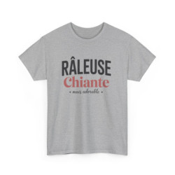 Tee-Shirt Femme Râleuse Chiante – T-shirt Blanc ou Gris – Coton Humour Attitude – Cadeau Original Drôle et Adorable