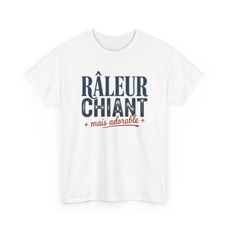 T-shirt Homme Râleur Chiant Adorable – Tee Shirt Humour Blanc ou Gris – Idée Cadeau Drôle Adulte Original