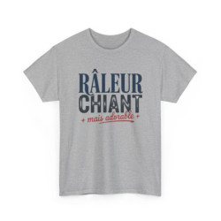T-shirt Homme Râleur Chiant Adorable – Tee Shirt Humour Blanc ou Gris – Idée Cadeau Drôle Adulte Original