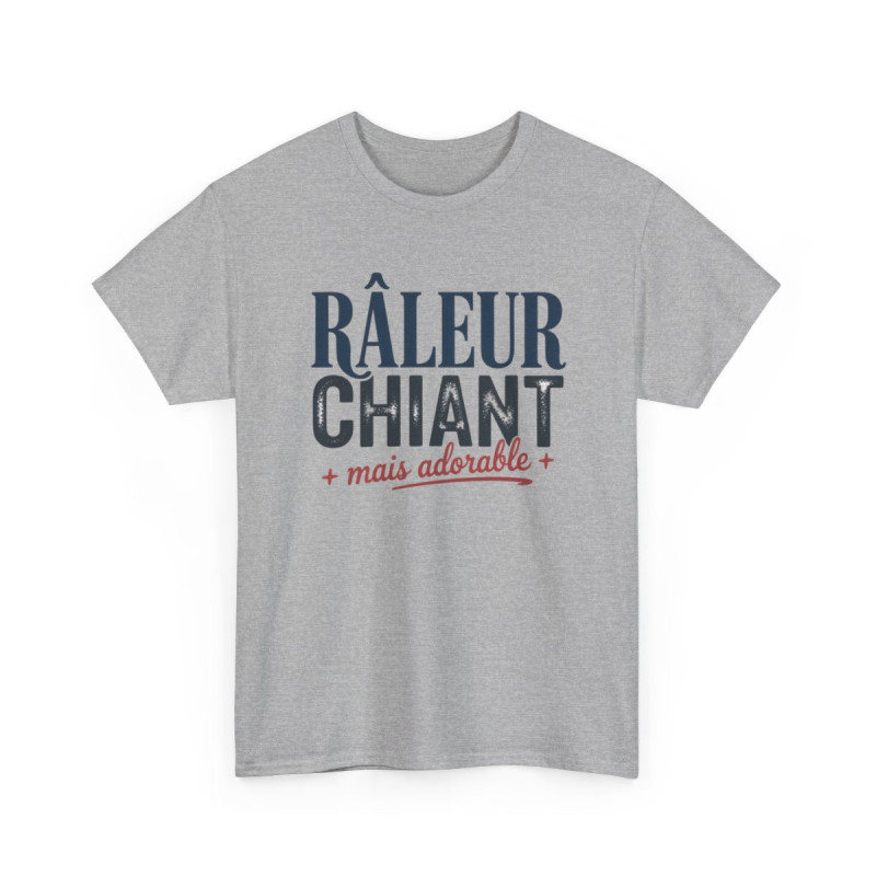 T-shirt Homme Râleur Chiant Adorable – Tee Shirt Humour Blanc ou Gris – Idée Cadeau Drôle Adulte Original