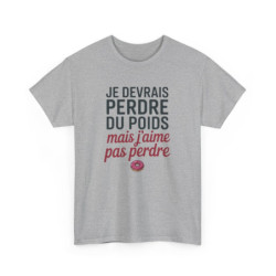 T-shirt Humour Perdre Du Poids Donut – Tee Shirt Drôle Homme Femme – J’aime Pas Perdre – Blanc ou Gris Sport Unisexe
