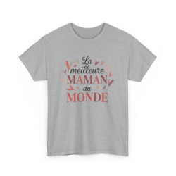 T-shirt Femme Meilleure Maman du Monde Tee Shirt Cœur Tendre Cadeau Maman Fête des Mères Original