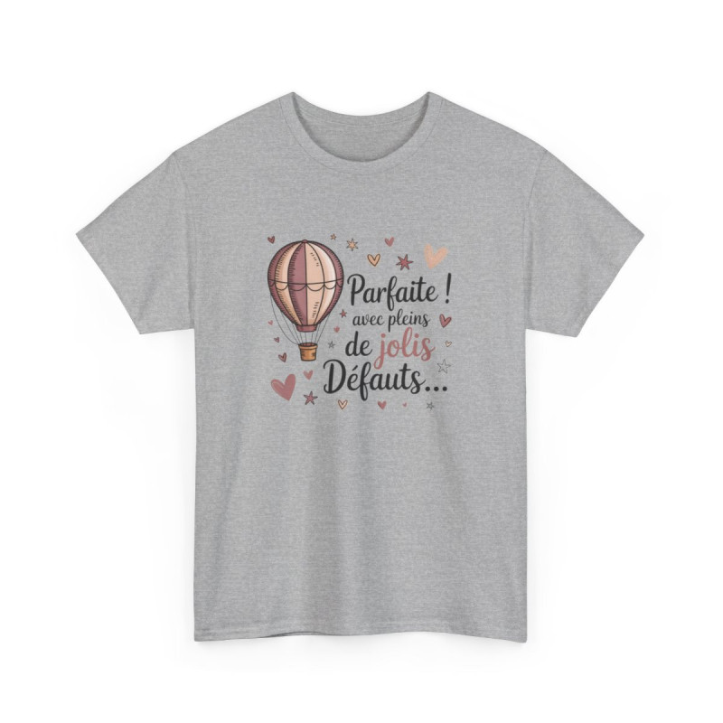 T-shirt Femme Parfaite Jolis Défauts Tee Shirt Humour Tendre Cœur Montgolfière Cadeau Original Féminin