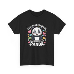 T-shirt Panda Drôle Noir...