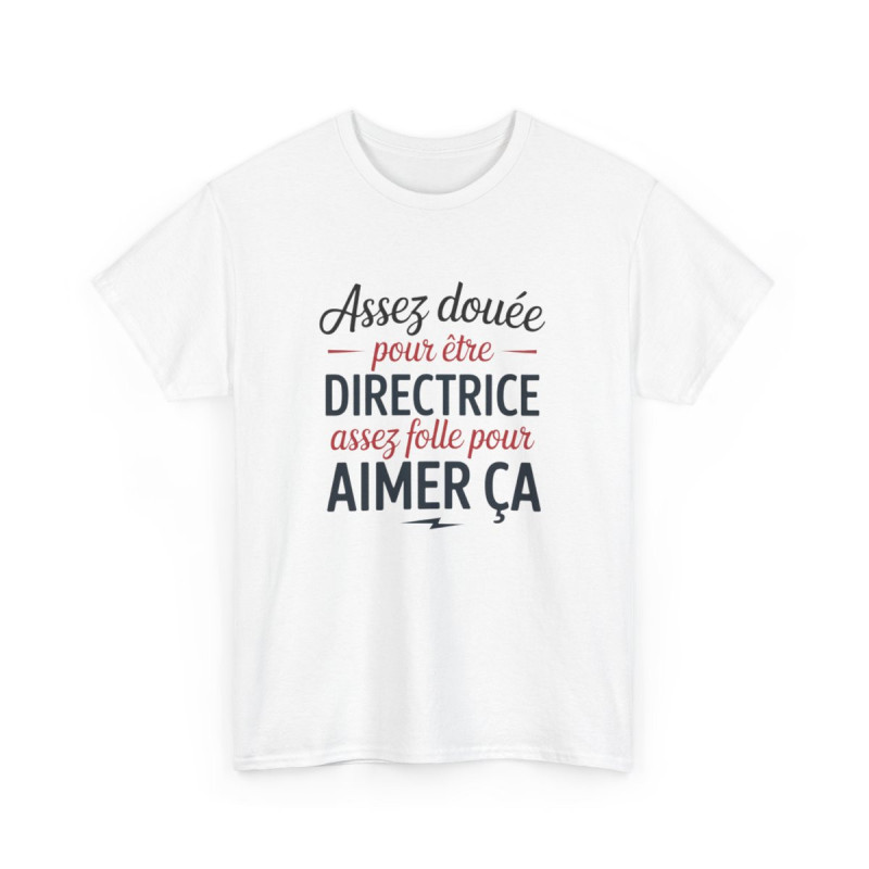 T-shirt Femme Citation Directrice Tee-shirt Blanc & Gris Humour Travail  Assez Douée pour Être Directrice  S-3XL