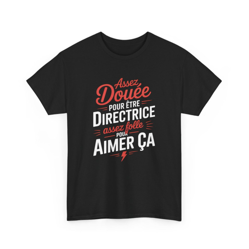 T-shirt Femme Directrice Noir  Tee-shirt Citation Travail  Assez Douée pour Être Directrice Coton S-3XL