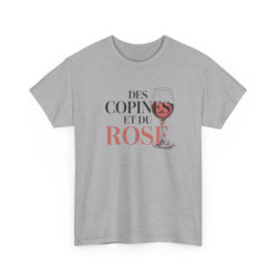 T-shirt Femme Blanc & Gris  Tee-shirt Apéro  Des Copines et du Rosé »  Idée Cadeau Vin et Amies  Coton S-3XL